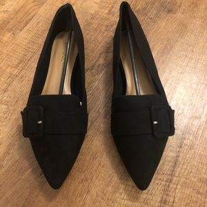 NIB Bamboo Pointed Buckle Flats Black Sz9